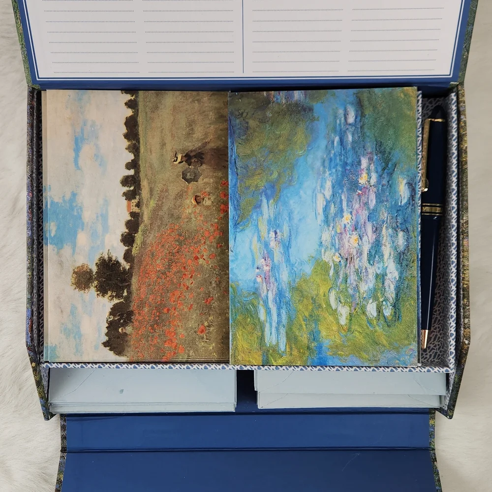 The Monet Desk Set, 20 Monet Cards, Stationery, envelopes & pen, ENGLAND, '98